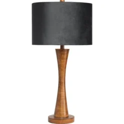 Kirkland's Home Brown Tapered Base Velvet Shade Table Lamp- Table Lamps