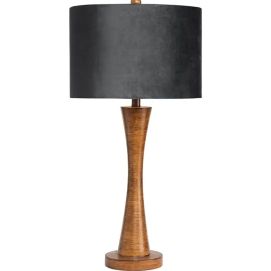 Kirkland's Home Brown Tapered Base Velvet Shade Table Lamp- Table Lamps