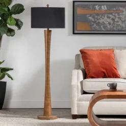 Kirkland's Home Brown Tapered Base Velvet Shade Floor Lamp- Floor Lamps