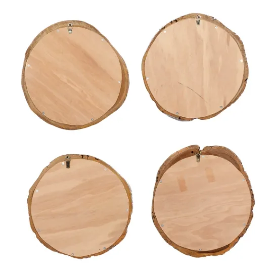 Kirkland's Home Brown Teak Wood Frame Wall Mirrors, Set Of 4- Decorative Mirrors