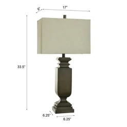 Kirkland's Home Brown Traditional Rectangular Table Lamp- Table Lamps