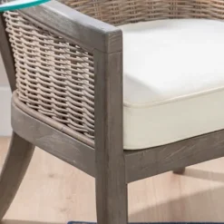 Kirkland's Home Brown Wicker Wood Curved Back Accent Chair- Accent Chairs