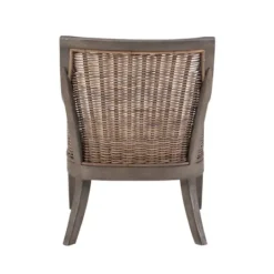 Kirkland's Home Brown Wicker Wood Curved Back Accent Chair- Accent Chairs