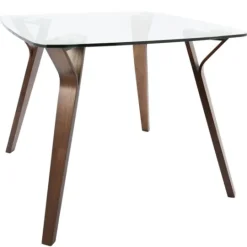 Kirkland's Home Brown Wood & Glass Midcentury Modern Dining Table- Dining Tables