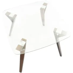 Kirkland's Home Brown Wood & Glass Midcentury Modern Dining Table- Dining Tables