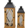 Kirkland's Home Brown Wood And Black Mesh Lanterns, Set Of 2- Lanterns