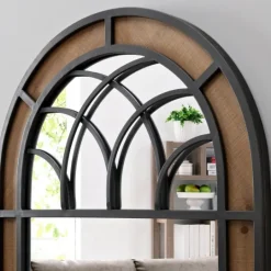 Kirkland's Home Brown Wood And Black Metal Arch Frame Mirror- Decorative Mirrors