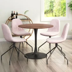 Kirkland's Home Brown Wood And Black Metal Bistro Dining Table- Dining Tables