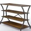 Kirkland's Home Brown Wood And Curved Metal 4-Tier Console Table- Console Tables