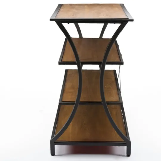 Kirkland's Home Brown Wood And Curved Metal 4-Tier Console Table- Console Tables