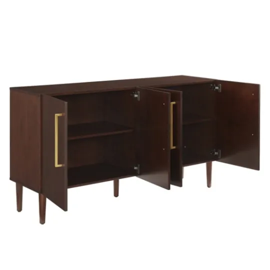 Kirkland's Home Brown Wood And Gold 4-Door Cabinet- Cabinets & Sideboards