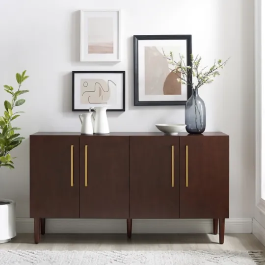 Kirkland's Home Brown Wood And Gold 4-Door Cabinet- Cabinets & Sideboards