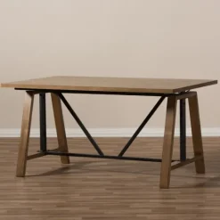 Kirkland's Home Brown Wood And Metal Linear Base Desk- Office Furniture