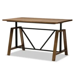 Kirkland's Home Brown Wood And Metal Linear Base Desk- Office Furniture