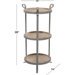 Kirkland's Home Brown Wood And Metal 3-Tier Side Table- Accent & End Tables