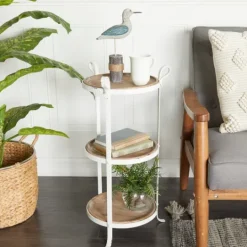 Kirkland's Home Brown Wood And Metal 3-Tier Side Table- Accent & End Tables