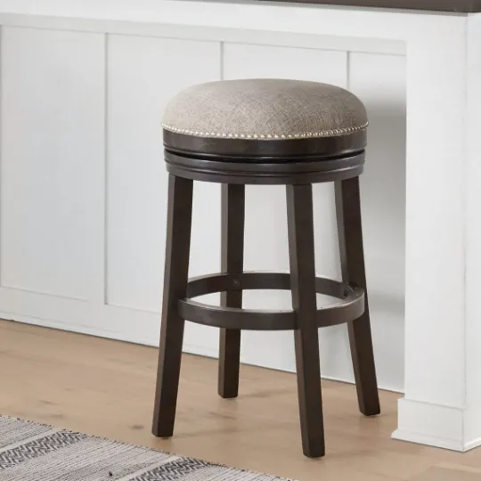 Kirkland's Home Brown Wood Backless Swivel Bar Stool- Bar Stools & Counter Height Stools