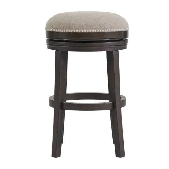 Kirkland's Home Brown Wood Backless Swivel Bar Stool- Bar Stools & Counter Height Stools