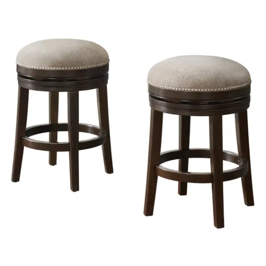 Kirkland's Home Brown Wood Backless Swivel 2-Pc. Counter Stool Set- Bar Stools & Counter Height Stools