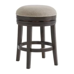 Kirkland's Home Brown Wood Backless Swivel Counter Stool- Bar Stools & Counter Height Stools