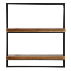 Kirkland's Home Brown Wood Black Metal Frame Wall Shelves- Shelves