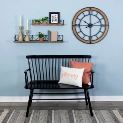 Kirkland's Home Brown Wood Black Metal Open Cut Out Wall Clock- Clocks