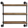 Kirkland's Home Brown Wood Black Metal Pipe Frame Wall Shelf- Shelves