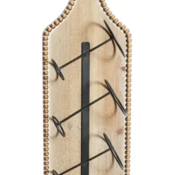 Kirkland's Home Brown Wood Bottle Frame Metal Bracket Wine Holder- Wall Storage