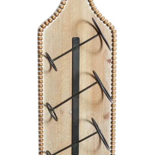 Kirkland's Home Brown Wood Bottle Frame Metal Bracket Wine Holder- Wall Storage