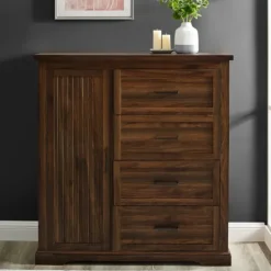 Kirkland's Home Brown Wood Cabinet And 4-Drawer Wardrobe- Dressers & Chests