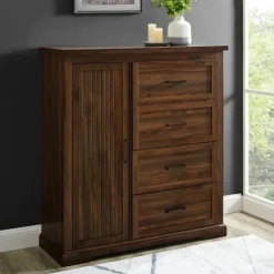 Kirkland's Home Brown Wood Cabinet And 4-Drawer Wardrobe- Dressers & Chests