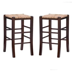 Kirkland's Home Brown Wood Grass Backless 2-Pc. Counter Stool Set- Bar Stools & Counter Height Stools
