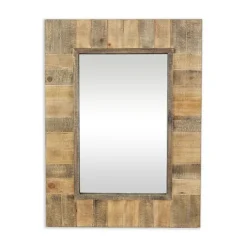 Kirkland's Home Brown Wood Paneled Frame Wall Mirror- Decorative Mirrors