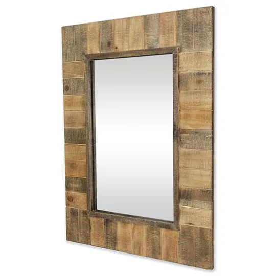 Kirkland's Home Brown Wood Paneled Frame Wall Mirror- Decorative Mirrors
