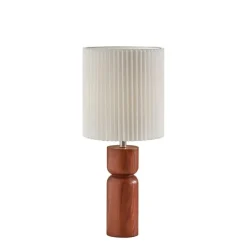 Kirkland's Home Brown Wood Pleated Shade Table Lamp- Table Lamps