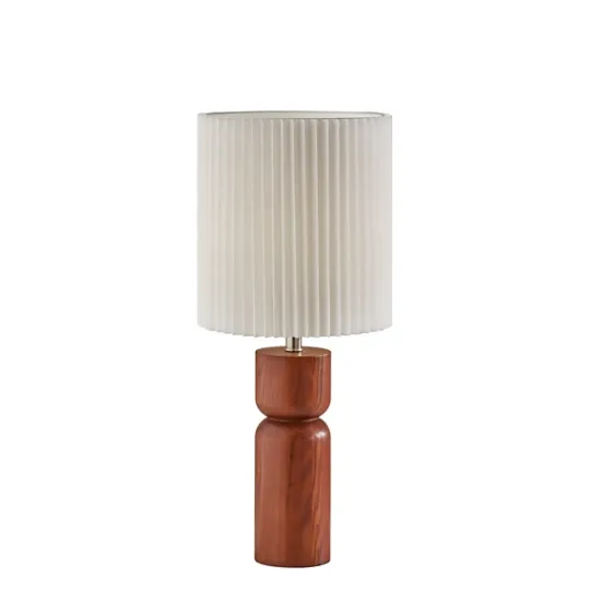 Kirkland's Home Brown Wood Pleated Shade Table Lamp- Table Lamps