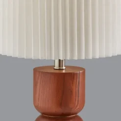 Kirkland's Home Brown Wood Pleated Shade Table Lamp- Table Lamps