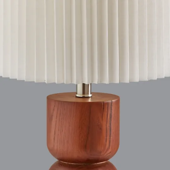 Kirkland's Home Brown Wood Pleated Shade Table Lamp- Table Lamps