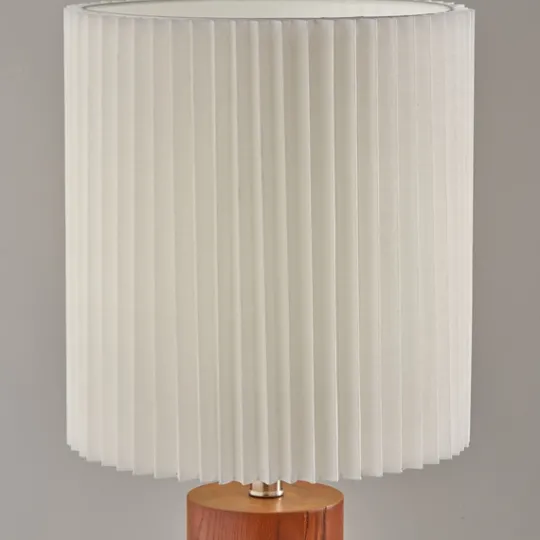 Kirkland's Home Brown Wood Pleated Shade Table Lamp- Table Lamps