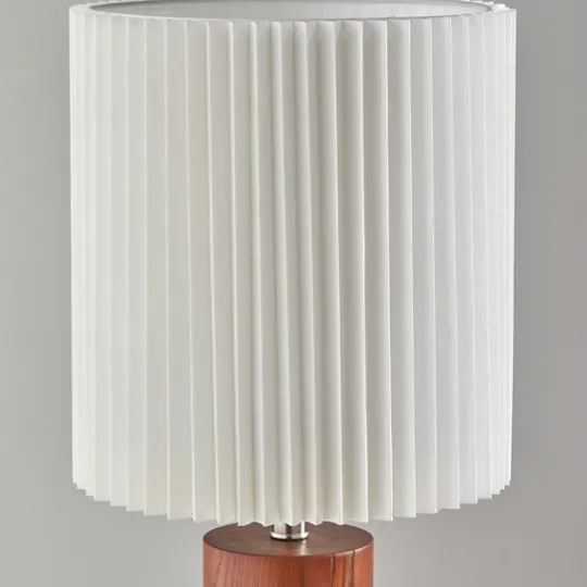Kirkland's Home Brown Wood Pleated Shade Table Lamp- Table Lamps