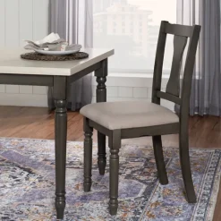 Kirkland's Home Brown Wood Upholstered Dining Chairs, Set Of 2- Dining Chairs