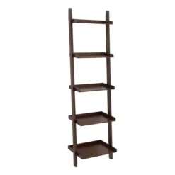 Kirkland's Home Brown Wooden Five-Tier Ladder Bookshelf- Bookshelves