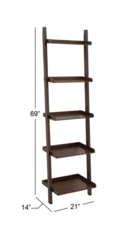 Kirkland's Home Brown Wooden Five-Tier Ladder Bookshelf- Bookshelves
