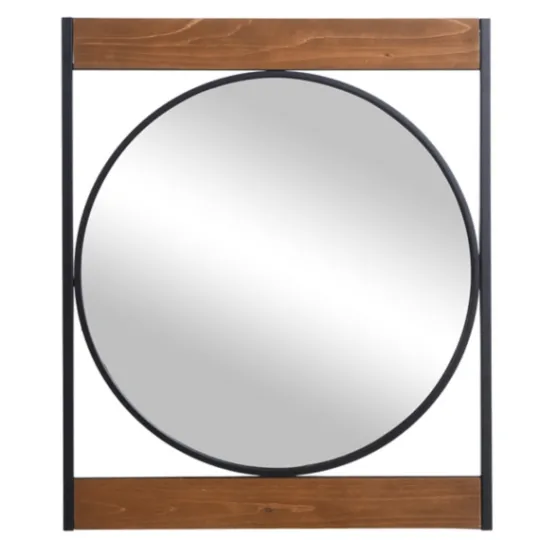 Kirkland's Home Brown Wooden Slats Round Frame Mirror- Framed Mirrors