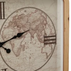 Kirkland's Home Brown World Map Rectangular Wall Clock- Clocks