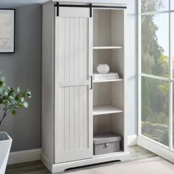 Kirkland's Home Brushed Grooved Sliding Door Cabinet- Cabinets & Sideboards