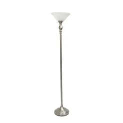Kirkland's Home Brushed Nickel And Marbleized Glass Torchiere- Floor Lamps
