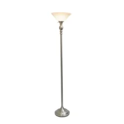 Kirkland's Home Brushed Nickel And Marbleized Glass Torchiere- Floor Lamps