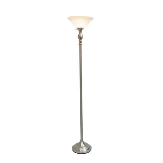 Kirkland's Home Brushed Nickel And Marbleized Glass Torchiere- Floor Lamps