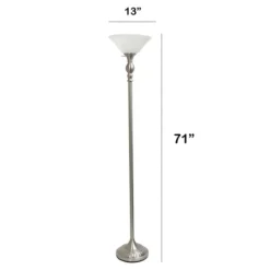 Kirkland's Home Brushed Nickel And Marbleized Glass Torchiere- Floor Lamps
